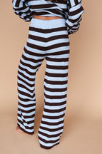 Gigi Stripe Knit Pants in Dusty Blue/Brown