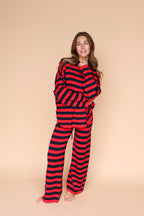 Gigi Knit Stripe Sweater in Navy/Red