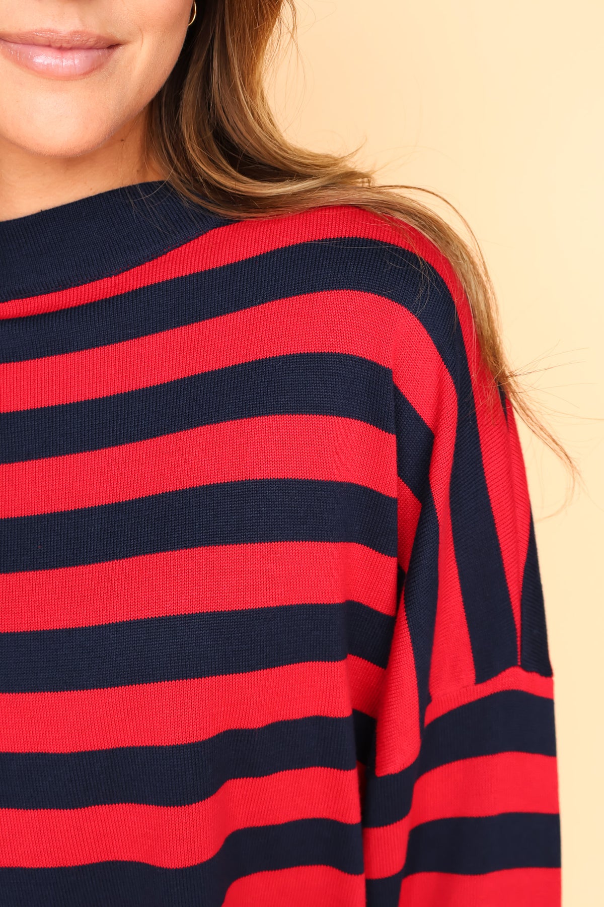 Gigi Knit Stripe Sweater in Navy/Red Secondary image