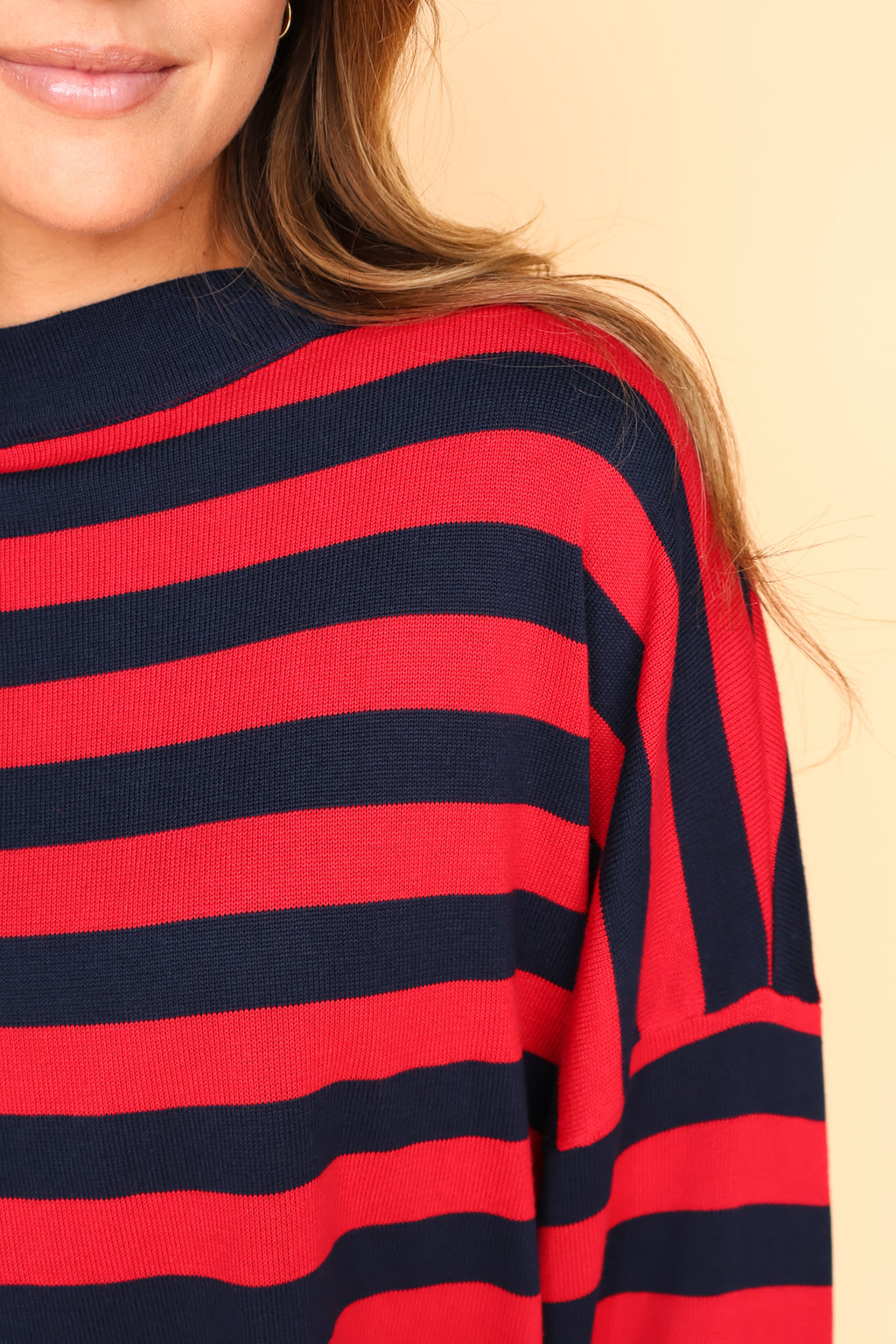 Gigi Knit Stripe Sweater in Navy/Red
