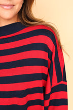 Gigi Knit Stripe Sweater in Navy/Red