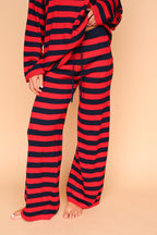 Gigi Stripe Knit Pants in Red/Navy