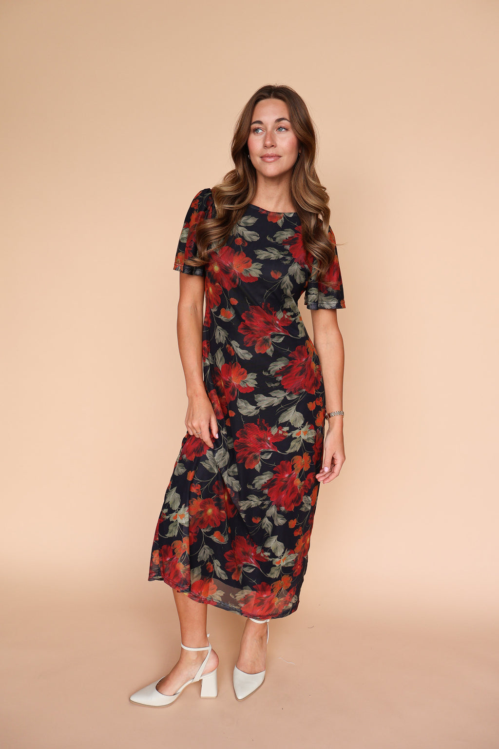 Sookie Black Mesh Floral Dress