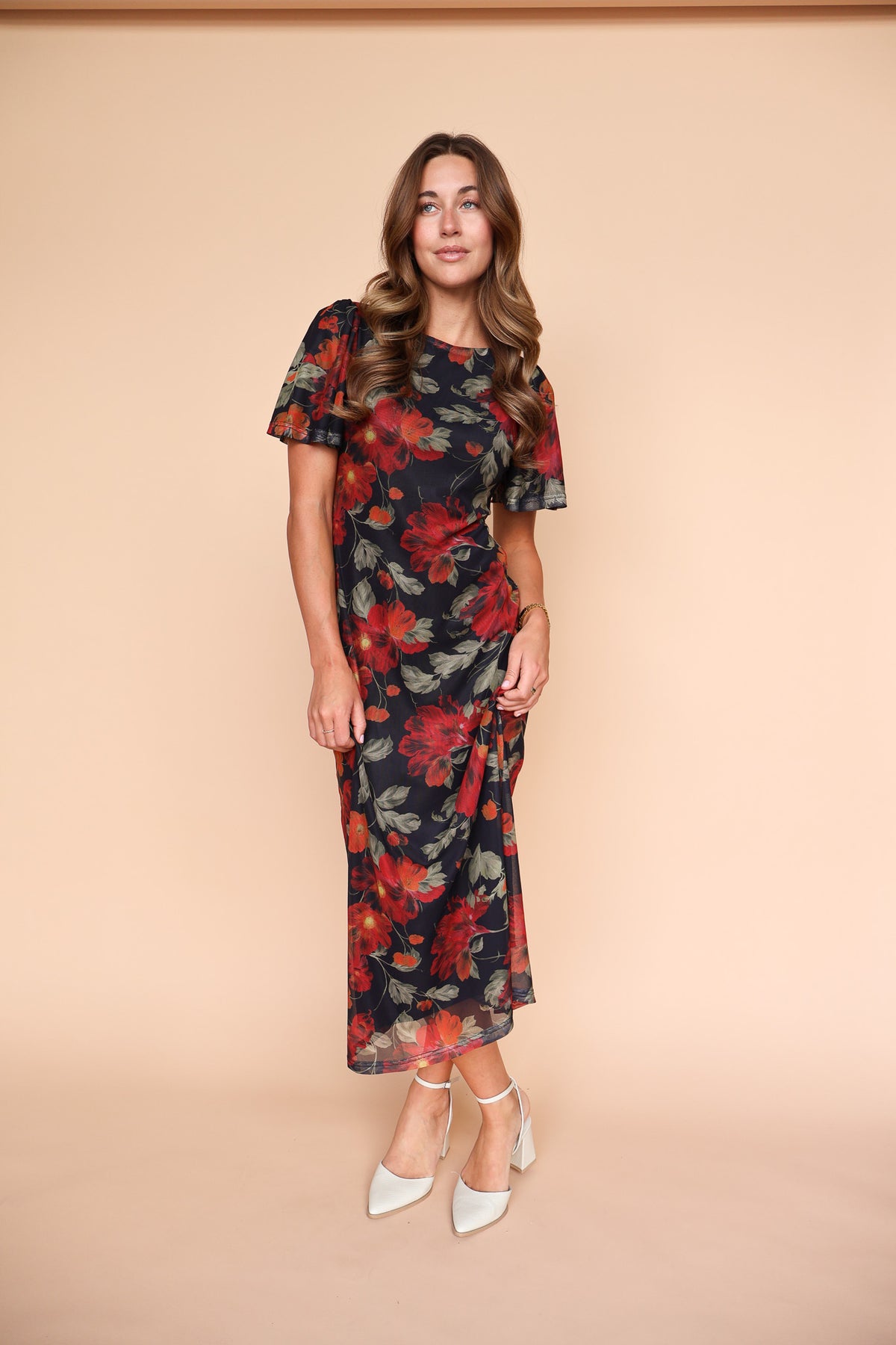 Sookie Black Mesh Floral Dress