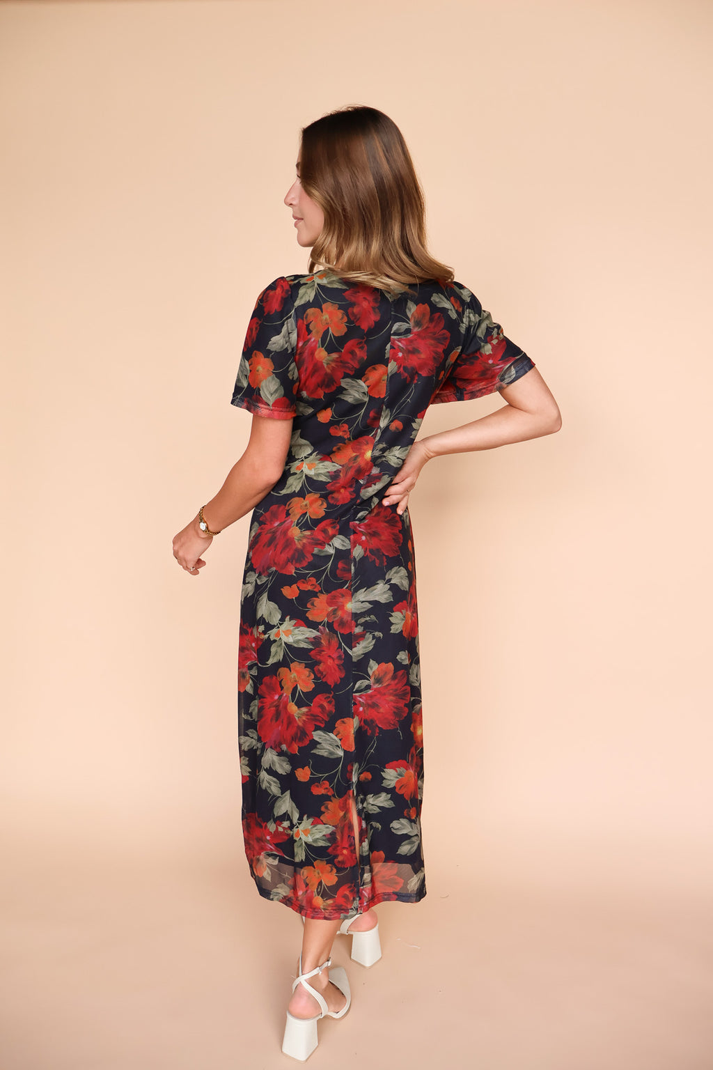 Sookie Black Mesh Floral Dress