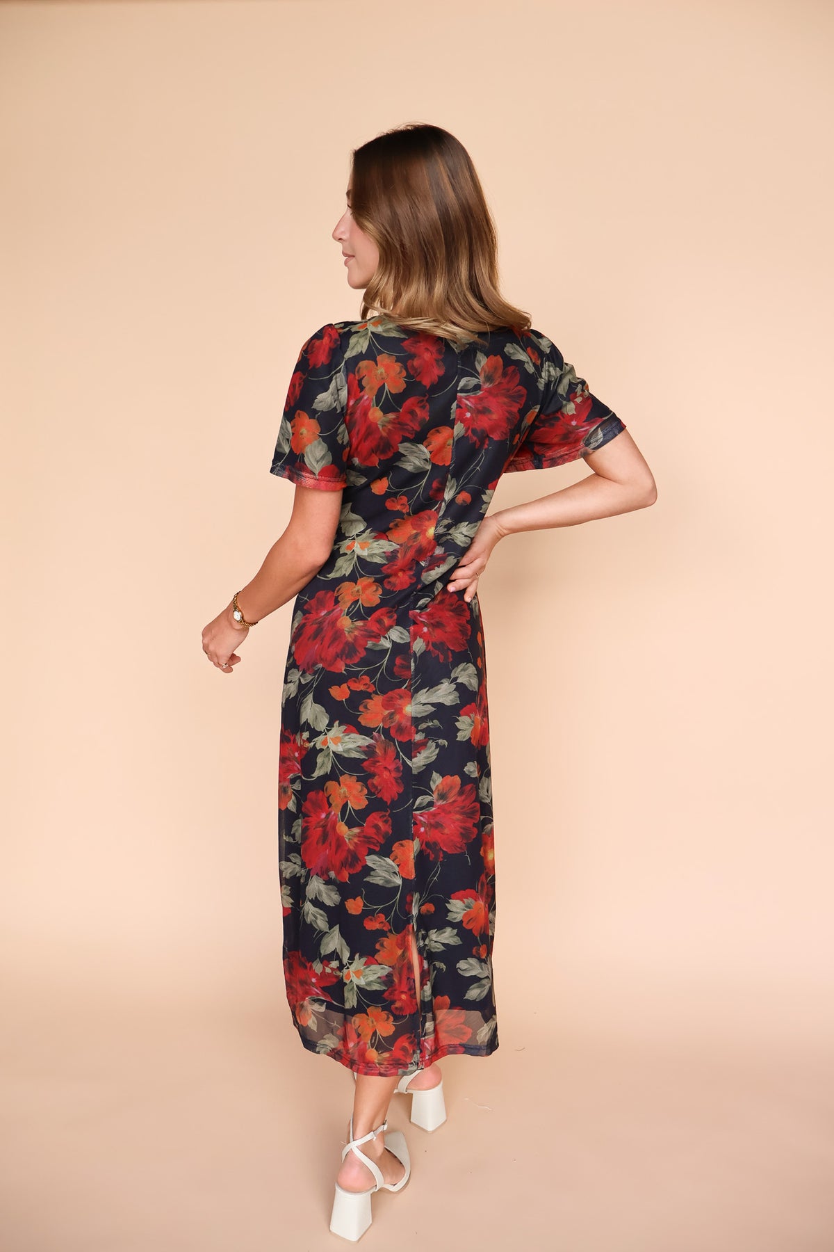 Sookie Black Mesh Floral Dress