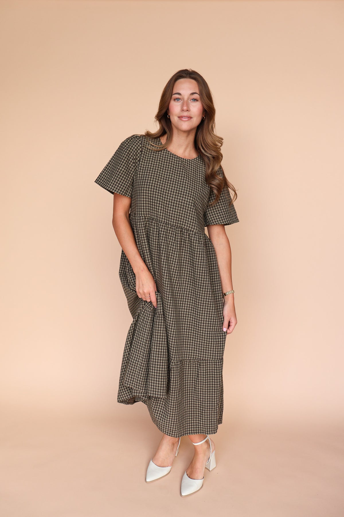 Lane Gingham Midi in Espresso