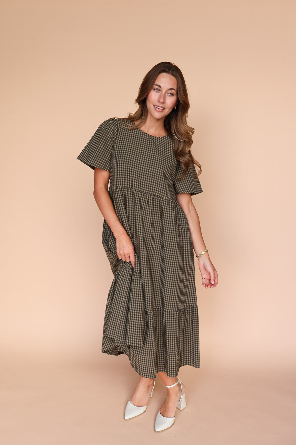 Lane Gingham Midi in Espresso