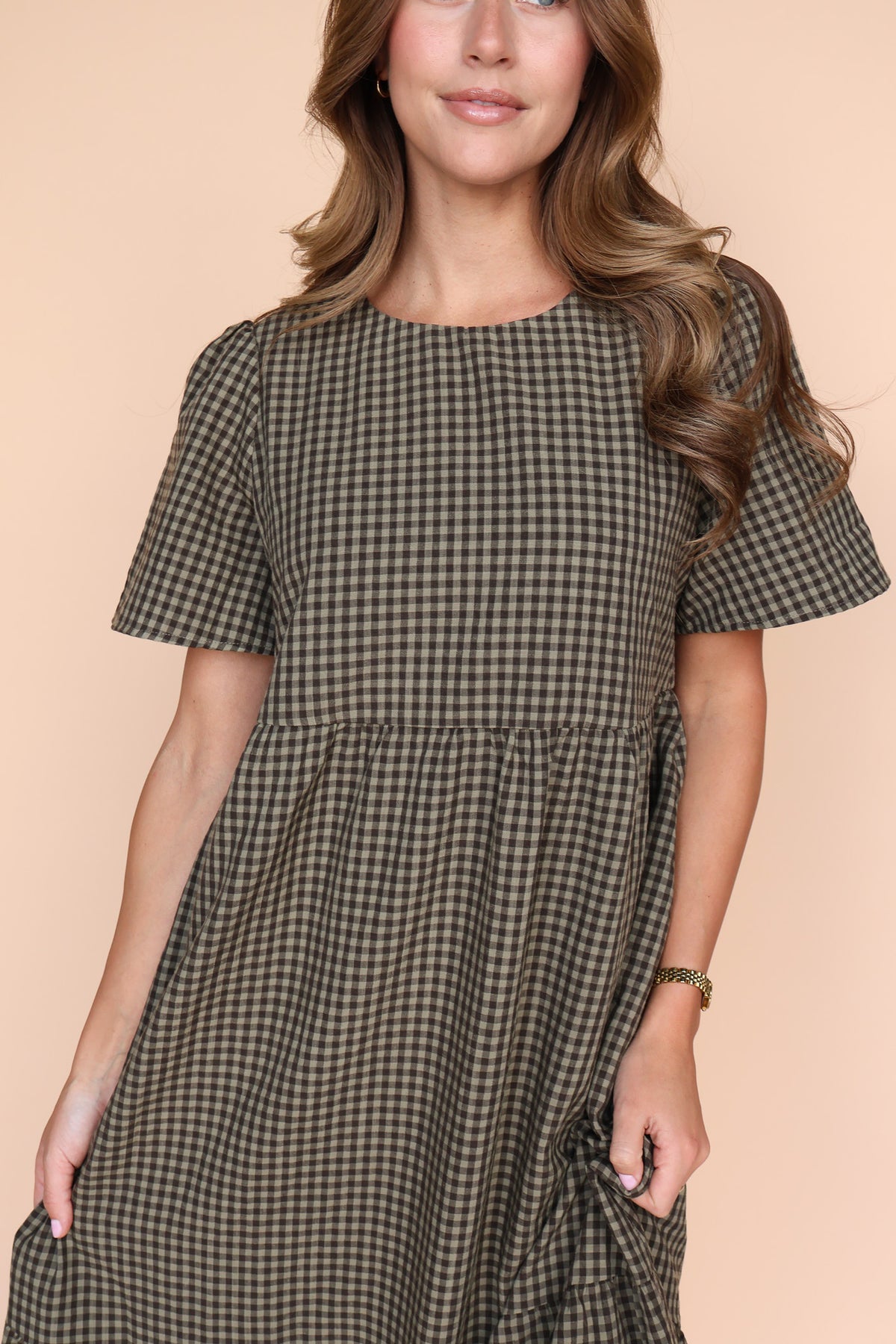 Lane Gingham Midi in Espresso