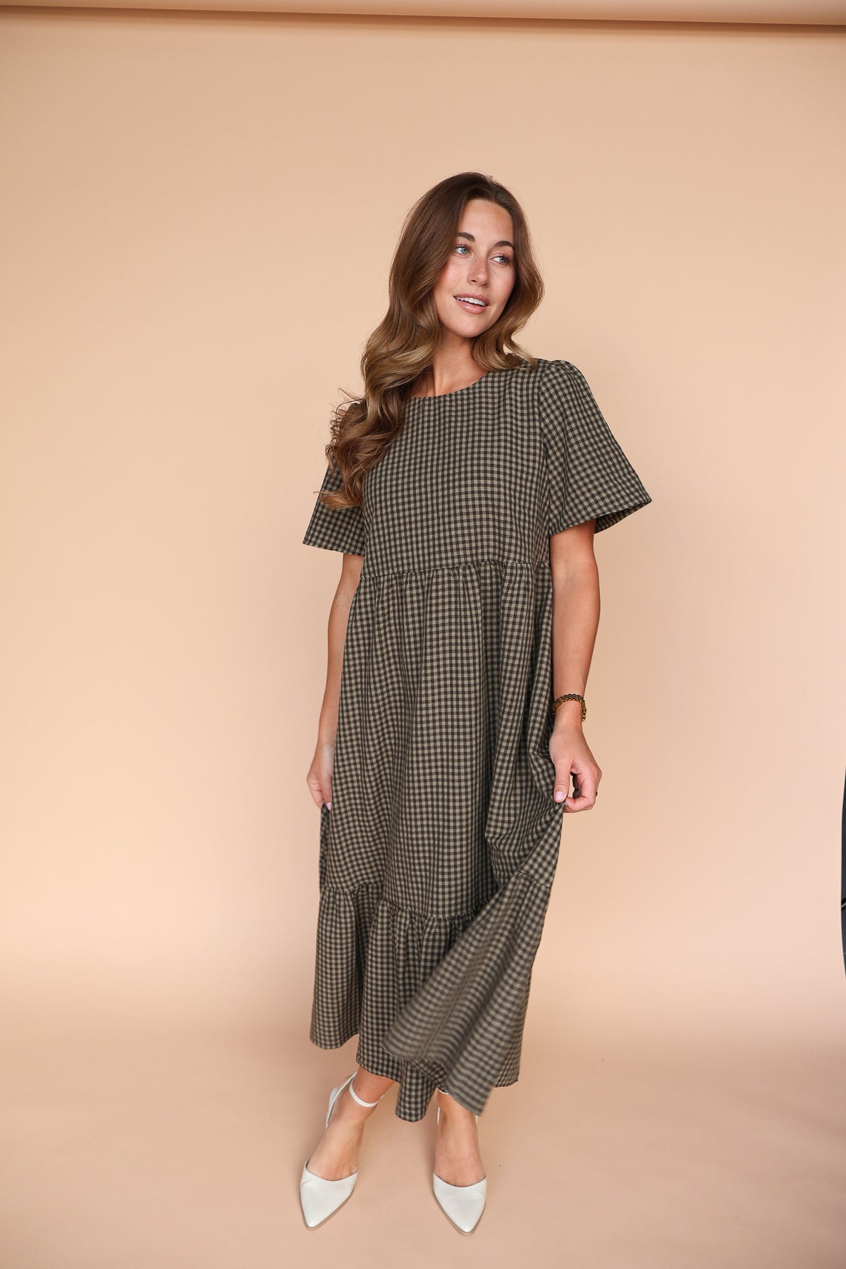 Lane Gingham Midi in Espresso