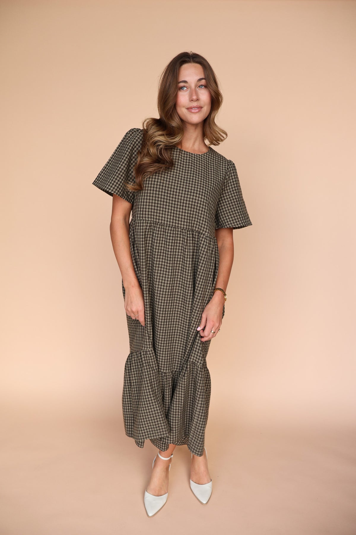 Lane Gingham Midi in Espresso