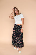 Babette Black Floral Maxi Skirt