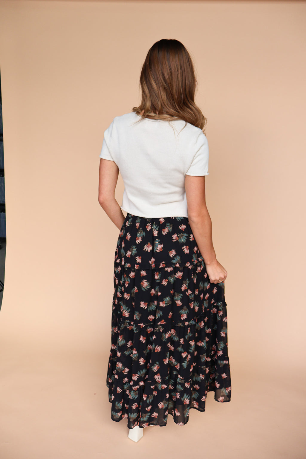 Babette Black Floral Maxi Skirt