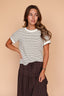 Patty Cream Mocha Stripe Scallop Trim Tee
