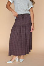 Hartford Checkered Skirt in Brown