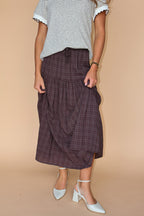 Hartford Checkered Skirt in Brown