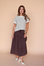 Patty Cream Mocha Stripe Scallop Trim Tee