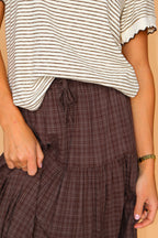 Hartford Checkered Skirt in Brown