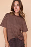 Jess Stripe Tee in Brown