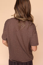 Jess Stripe Tee in Brown