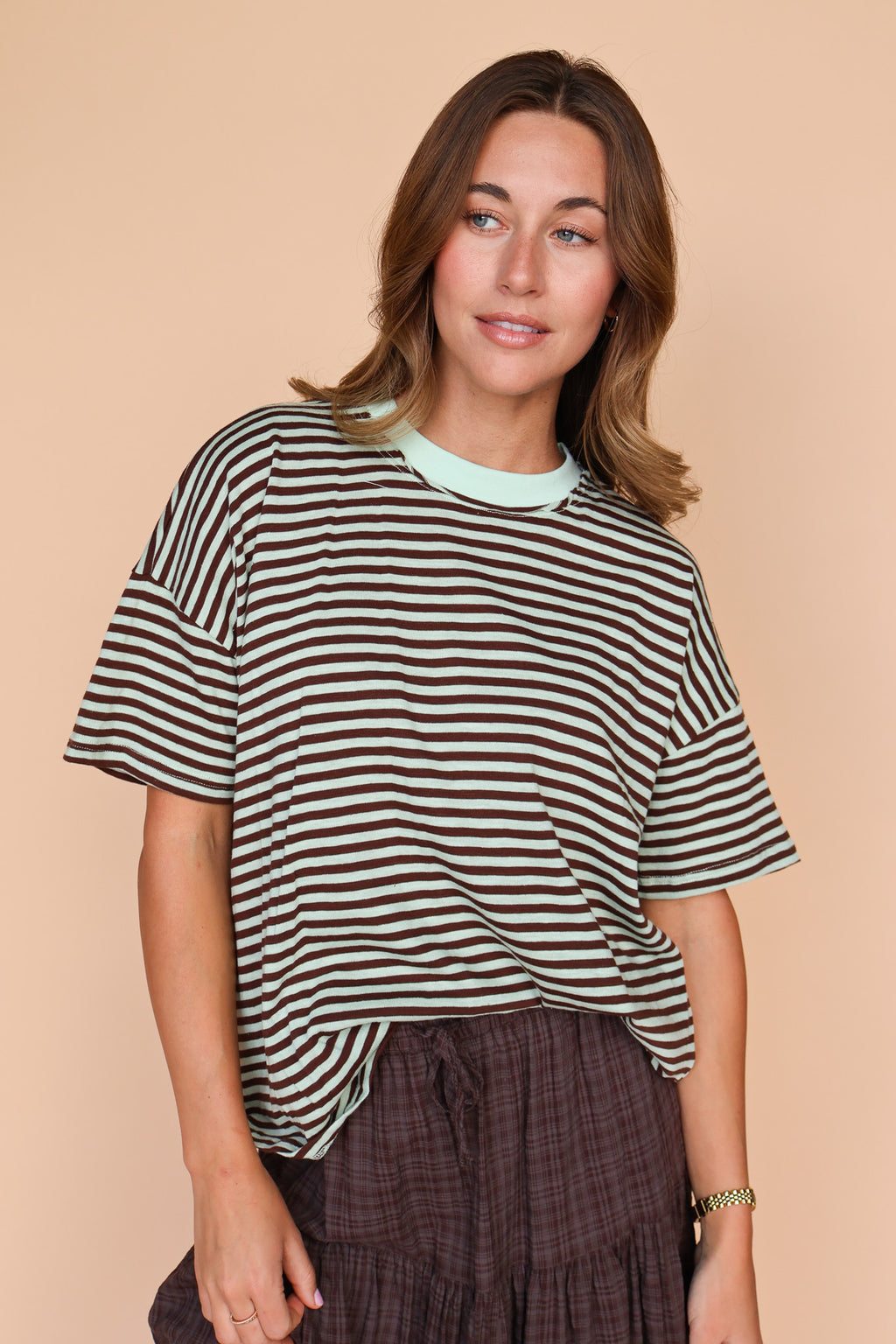 Jess Stripe Tee in Pistachio