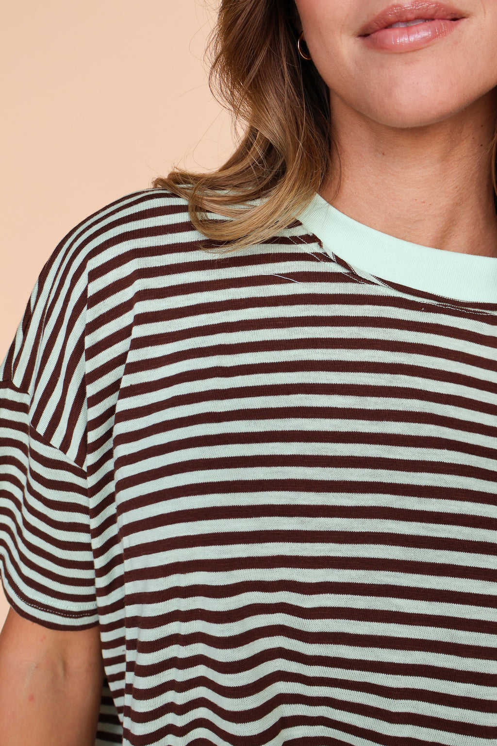 Jess Stripe Tee in Pistachio