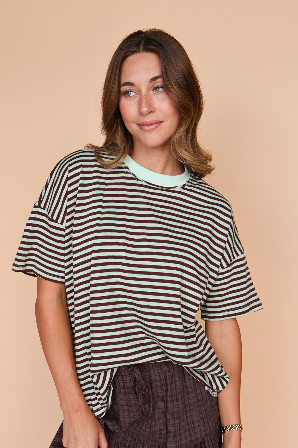 Jess Stripe Tee in Pistachio