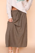 Chilton Gingham Skirt in Brown