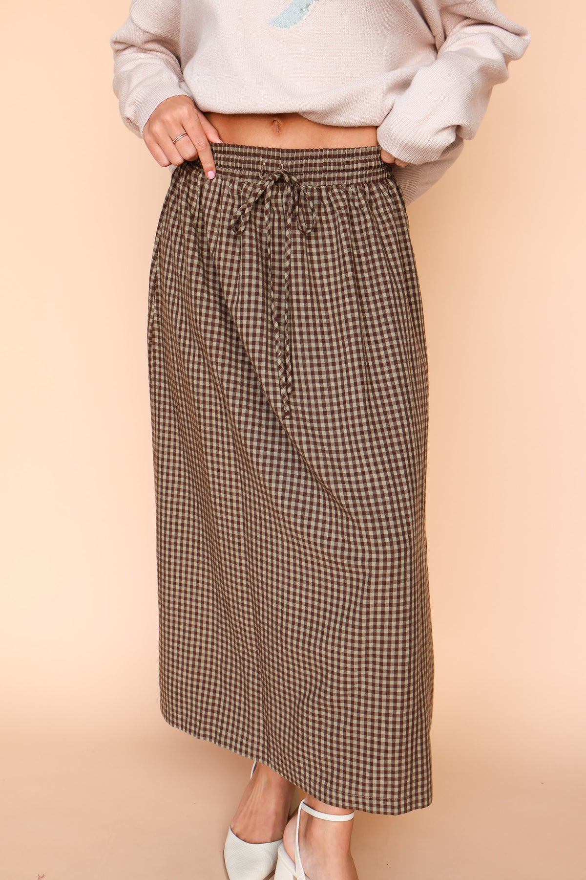 Chilton Gingham Skirt in Brown Secondary image