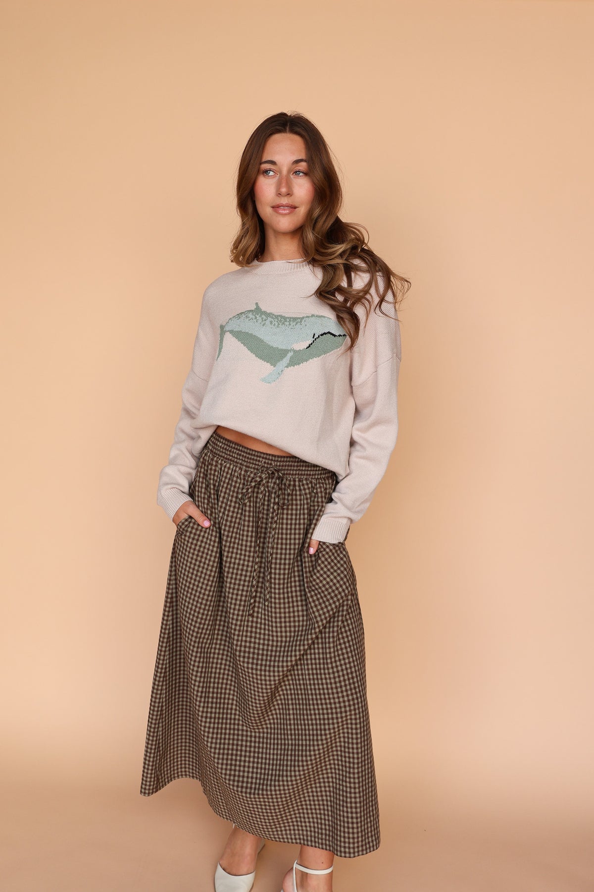 Chilton Gingham Skirt in Brown