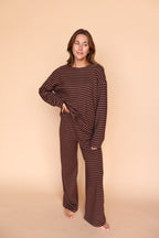 Dean Stripe Brushed Knit Pants in Brown