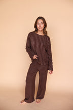 Dean Stripe Brushed Knit Top in Brown