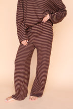 Dean Stripe Brushed Knit Pants in Brown