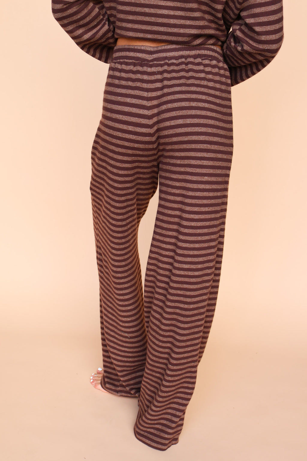 Dean Stripe Brushed Knit Pants in Brown