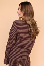 Dean Stripe Brushed Knit Top in Brown
