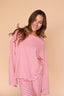 Dean Stripe Brushed Knit Top in Pink