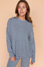 Logan Long Sleeve Stripe Top in Blue/Grey