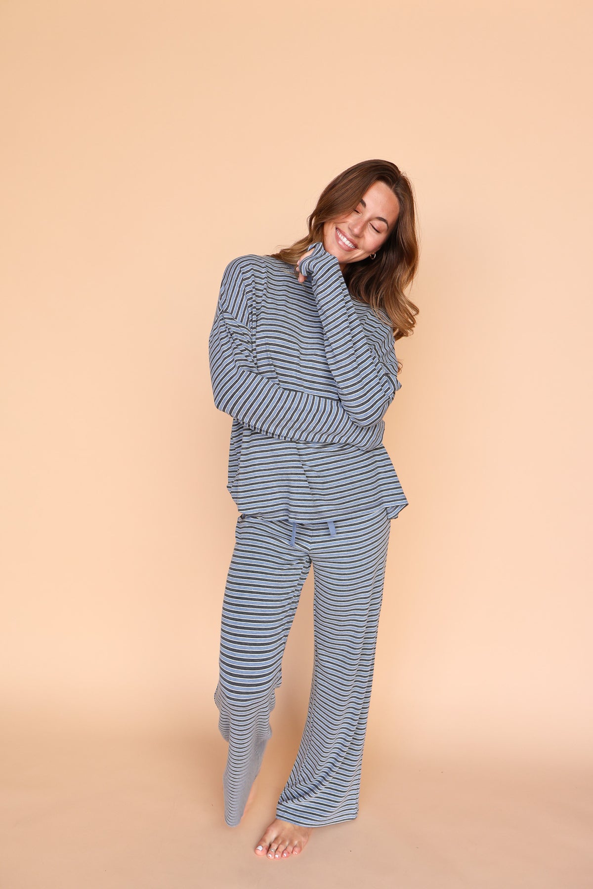 Logan Stripe Lounge Pants in Blue/Grey