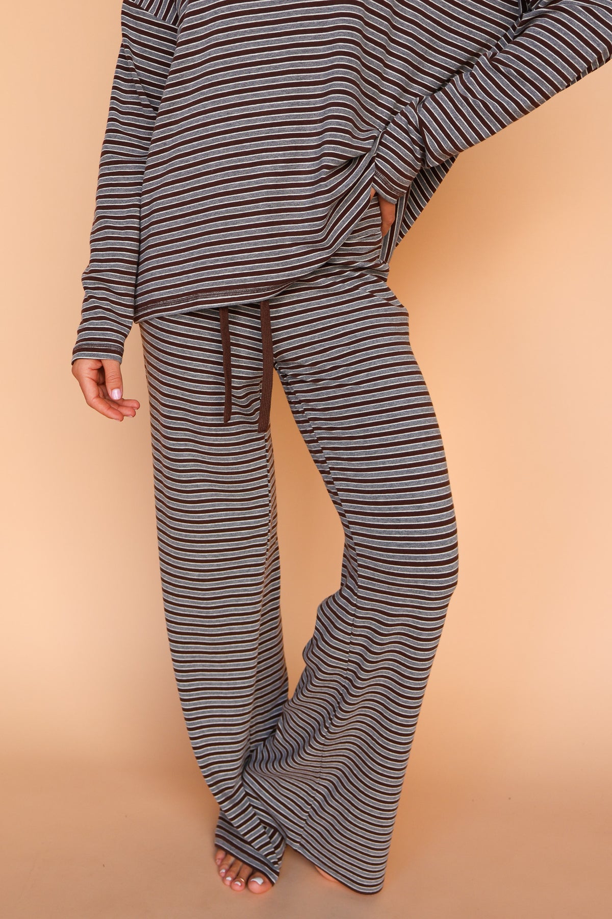 Logan Stripe Lounge Pants in Brown/Grey