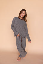 Logan Stripe Lounge Pants in Brown/Grey