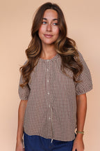 Paris Gingham Blouse in Burgundy