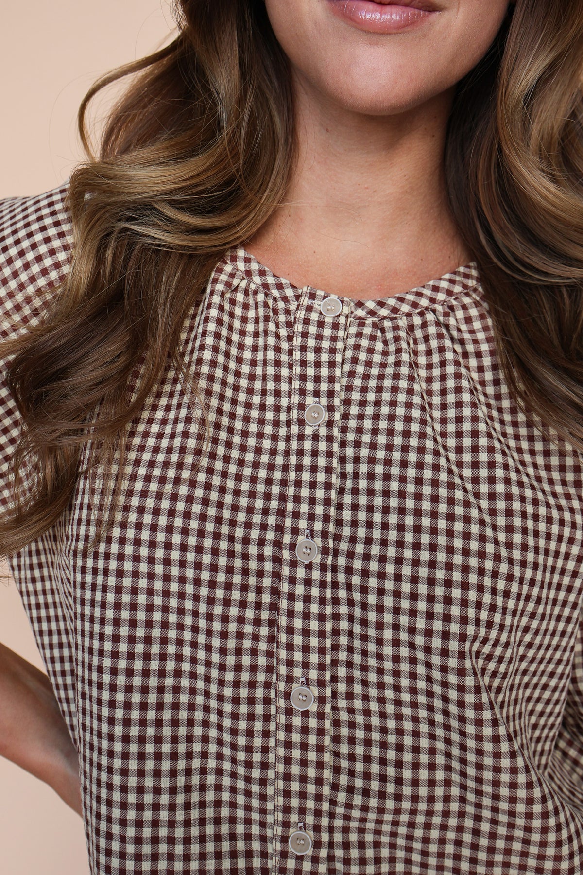 Paris Gingham Blouse in Burgundy