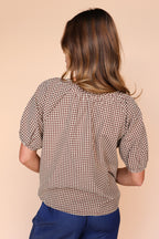 Paris Gingham Blouse in Burgundy