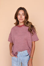 Jess Stripe Tee in Marsala