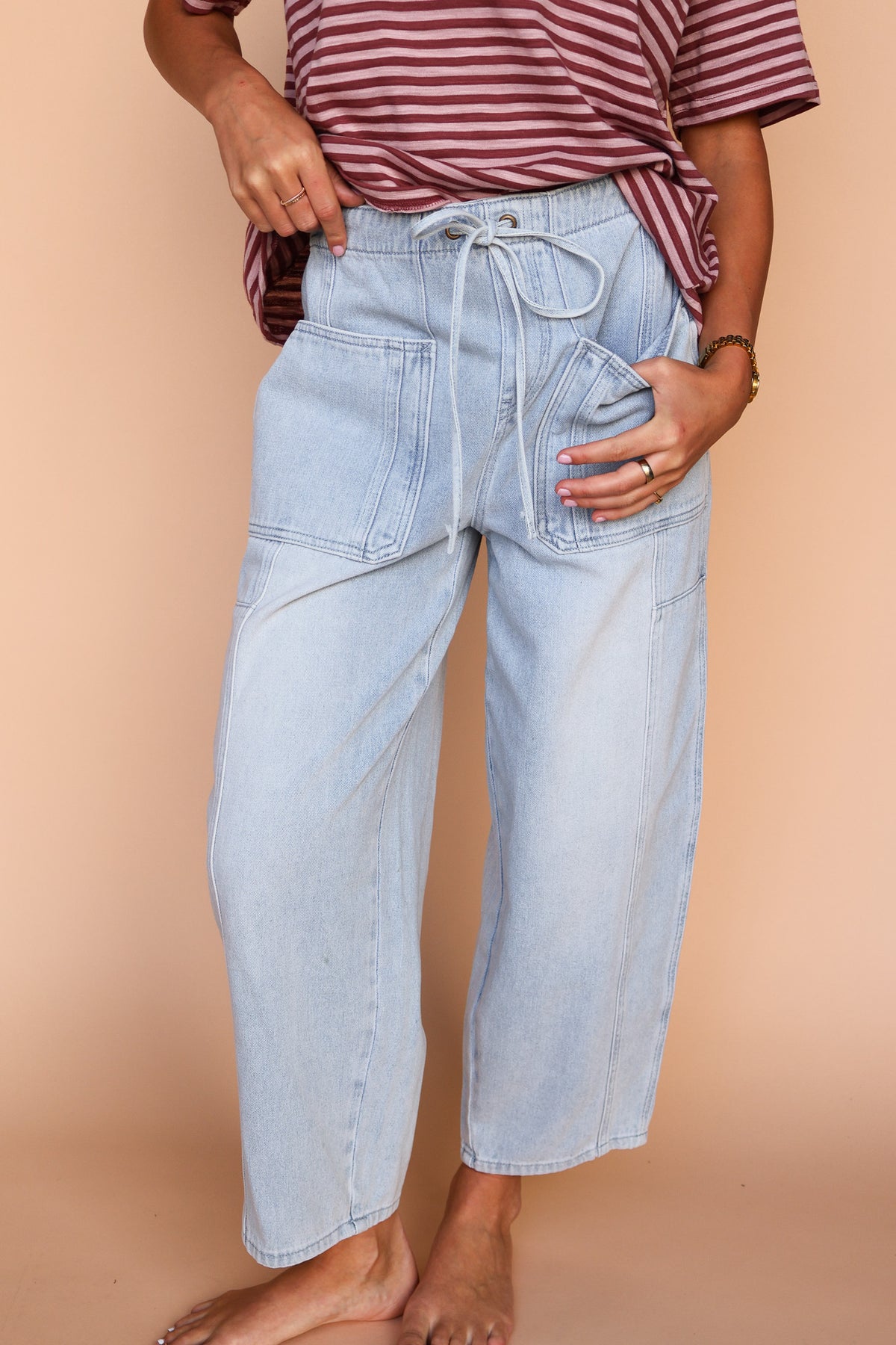 Denim Barrel Pants in Light Wash Secondary image