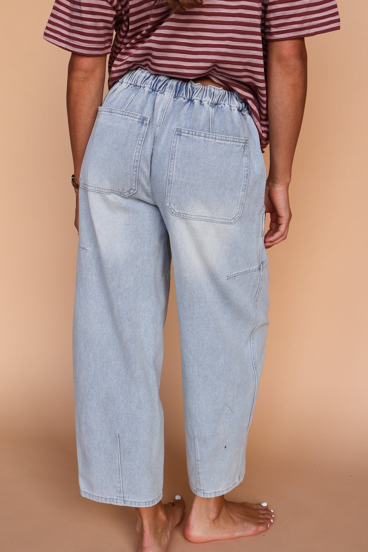 Denim Barrel Pants in Light Wash