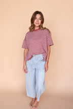 Jess Stripe Tee in Marsala