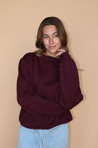Fleece Mock Neck Pullover in Maroon
