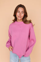 Fleece Mock Neck Pullover in Rose