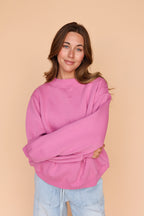 Fleece Mock Neck Pullover in Rose